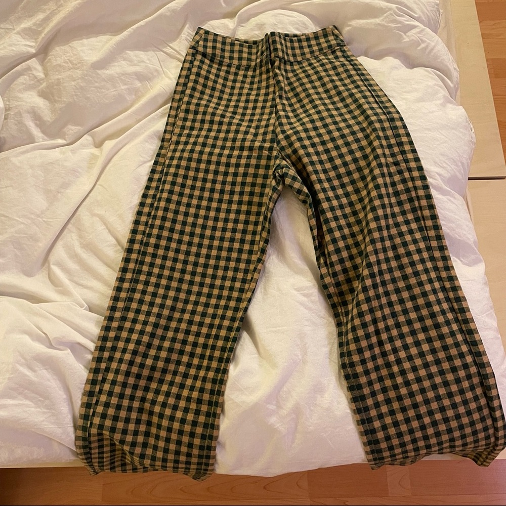 ali golden silk fly gingham pants
